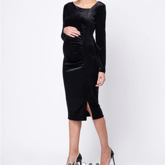 Seraphine maternity cocktail midi dress, velour - Picture 2 of 8